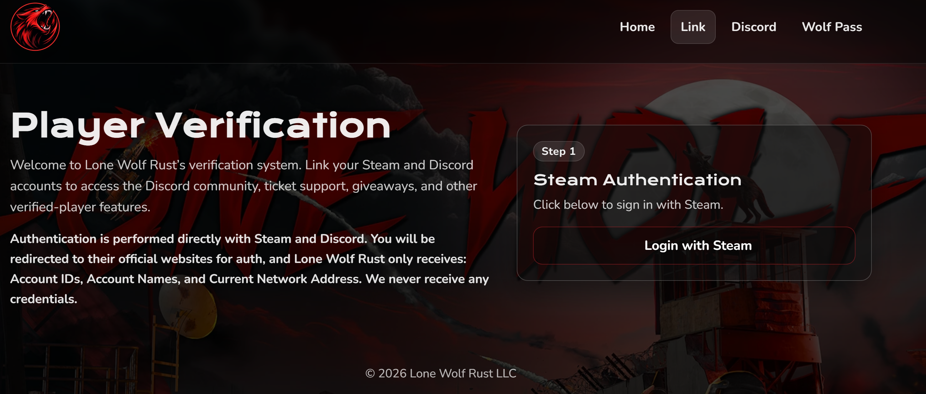 Lone Wolf Rust verification guide banner