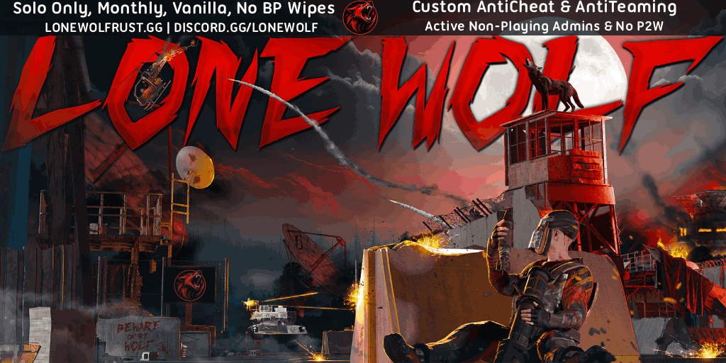 Lone Wolf Rust | Solo Only, Monthly, Vanilla, No BP Wipes Server Image